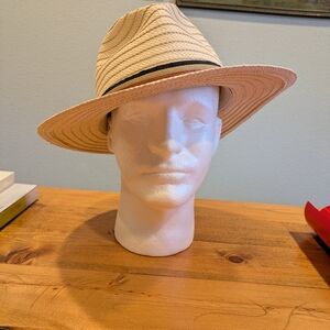 San Diego Hat Company Beige Fedora with Three Color Band.